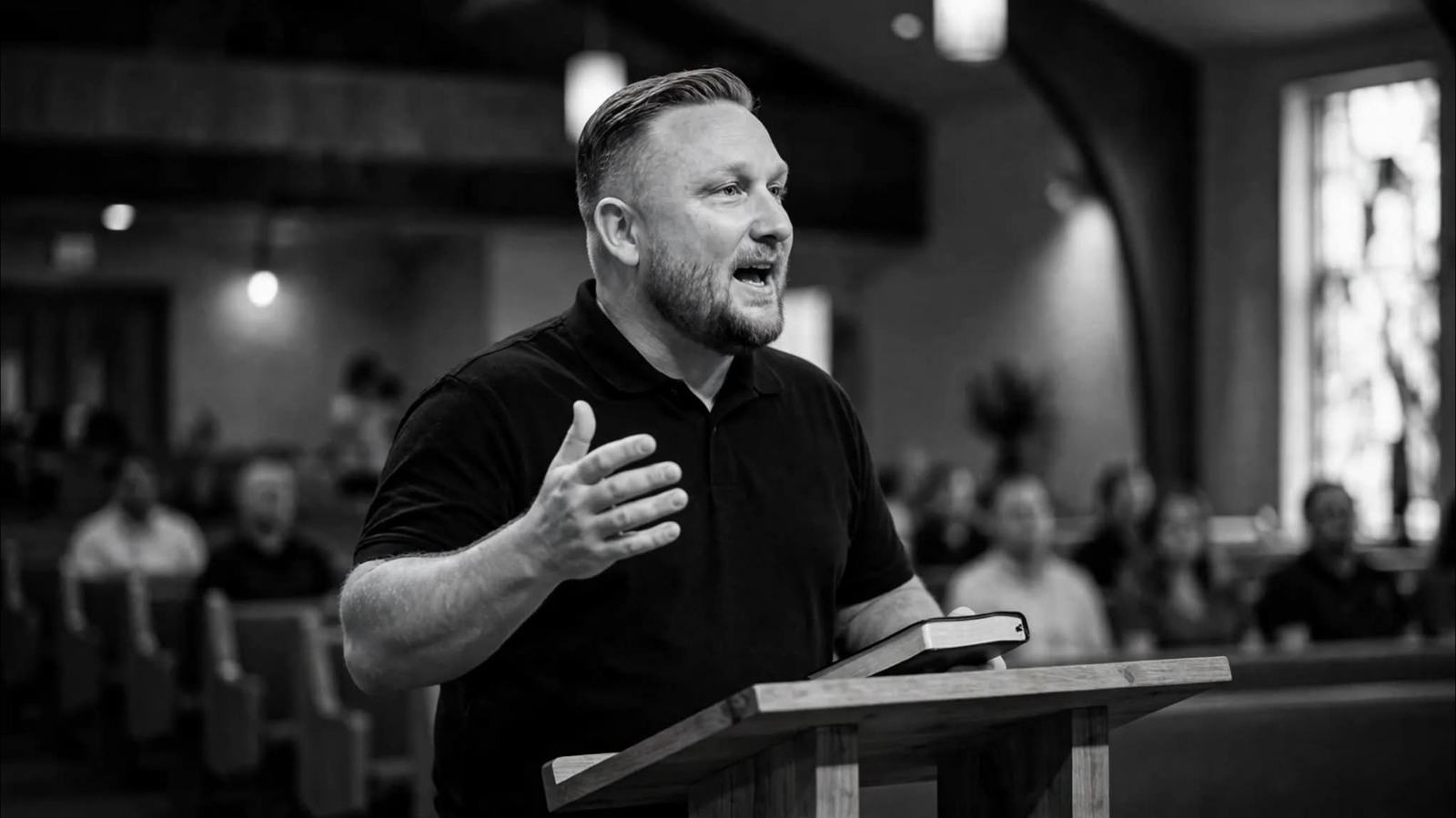Pastor Ken Matey teaching from the pulpit